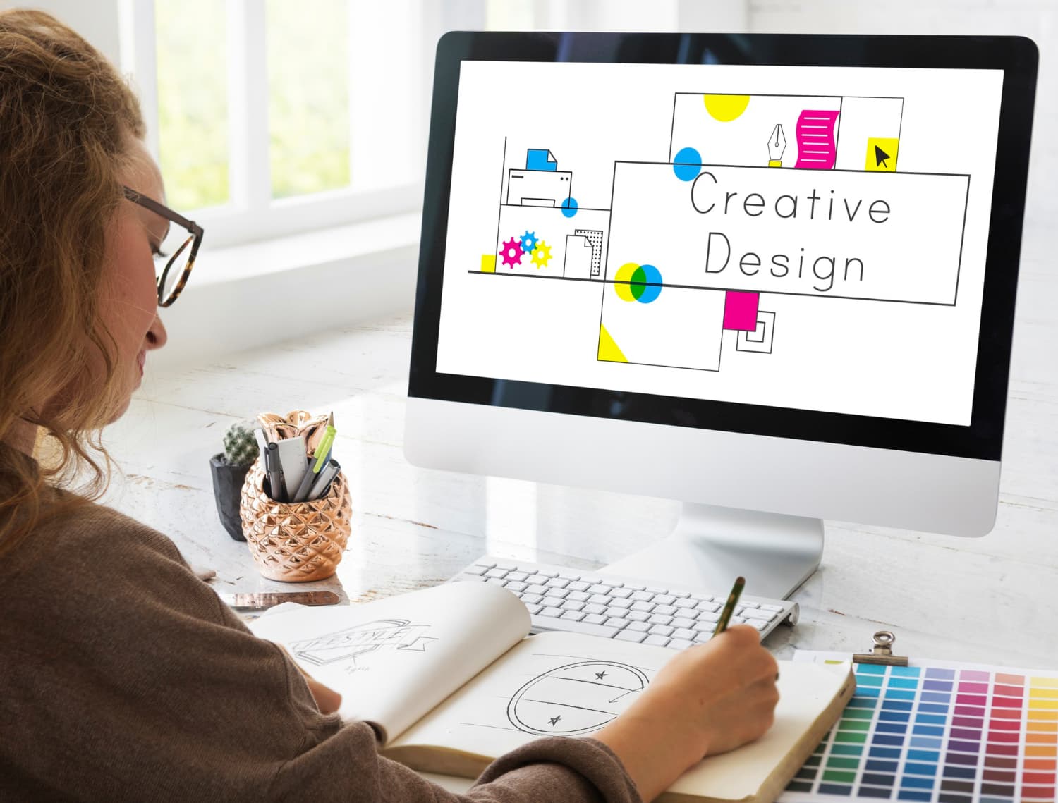 Designer working on a creative design layout