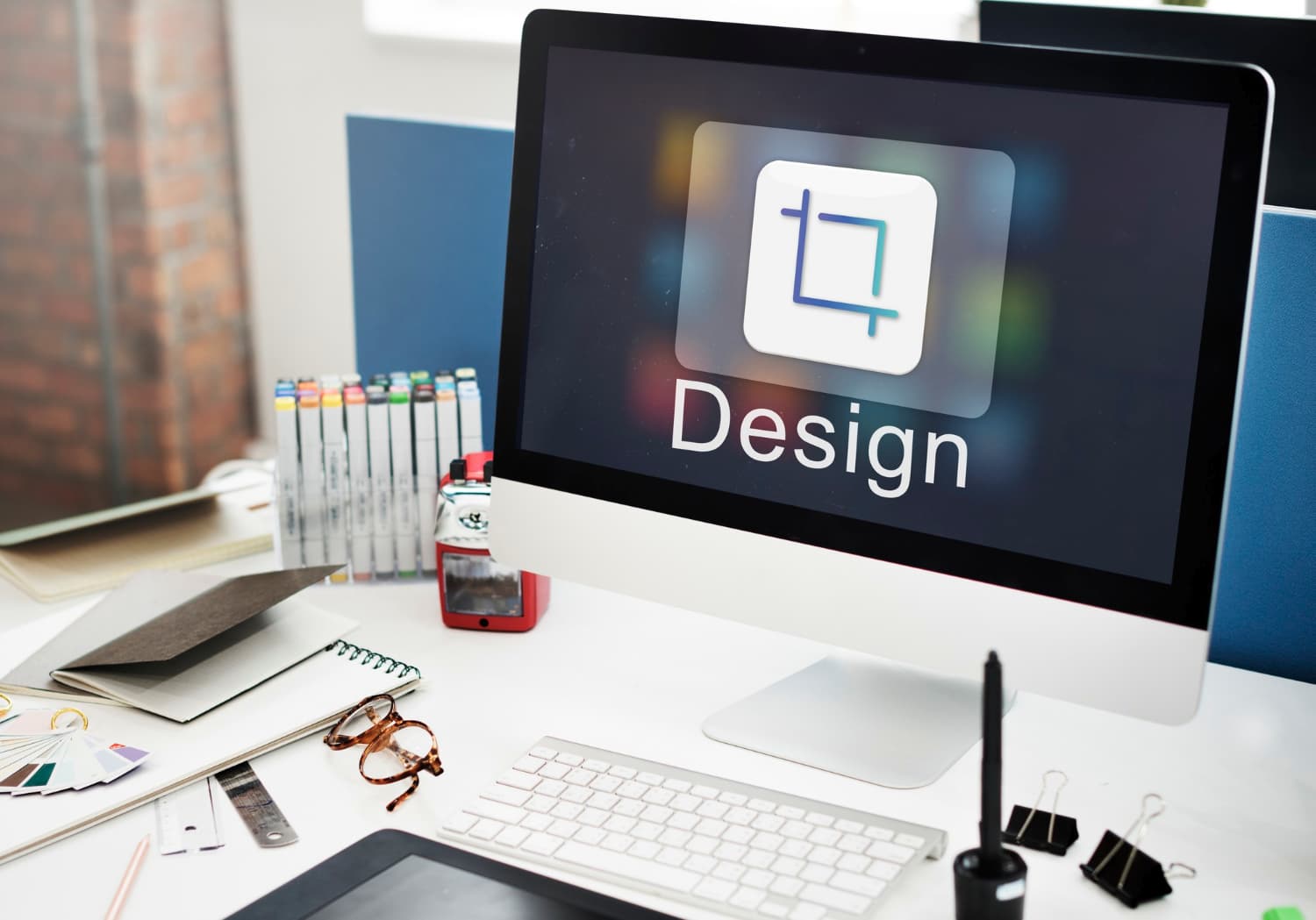 Desktop monitor showing a design interface