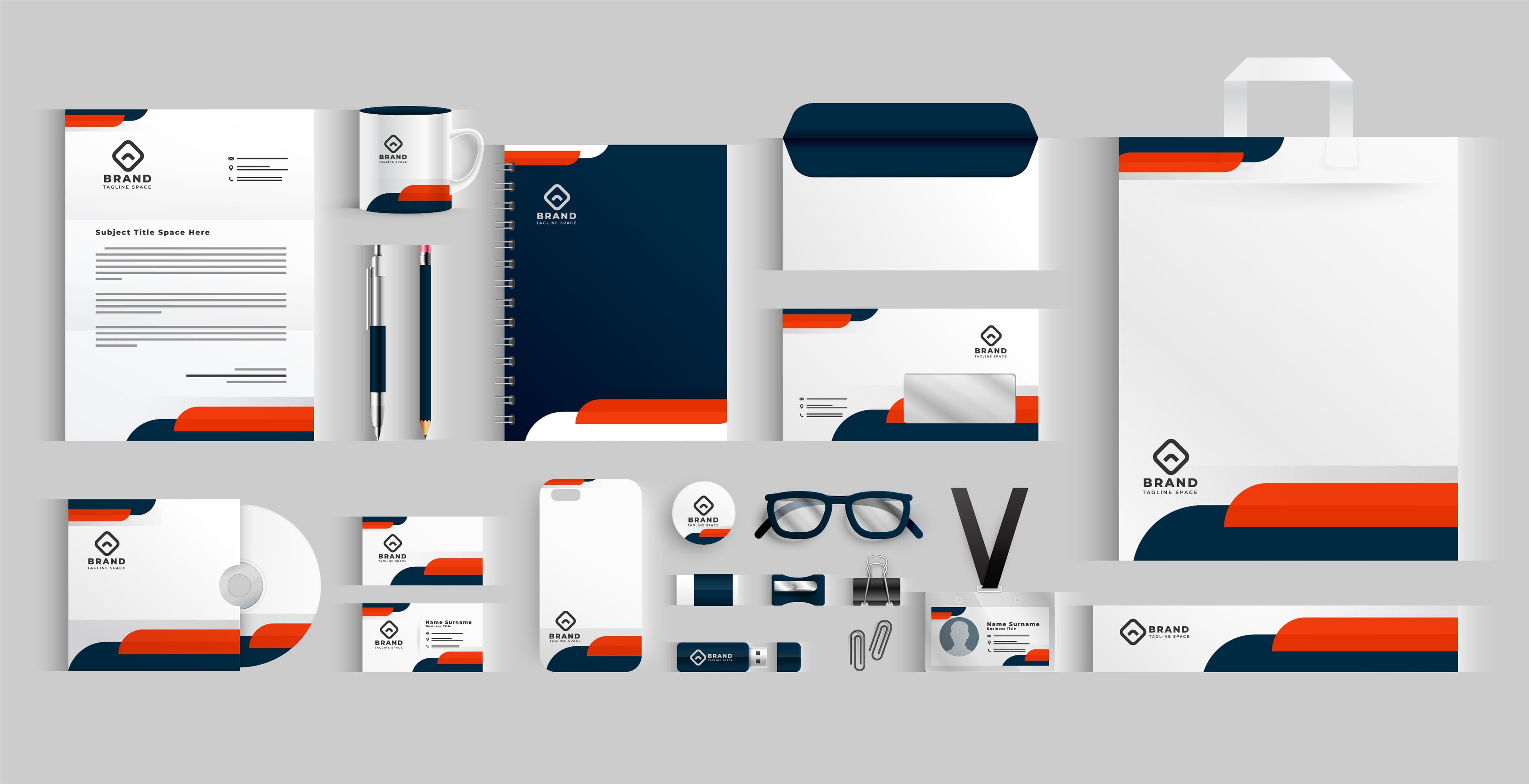 Brand identity stationery and business mockups