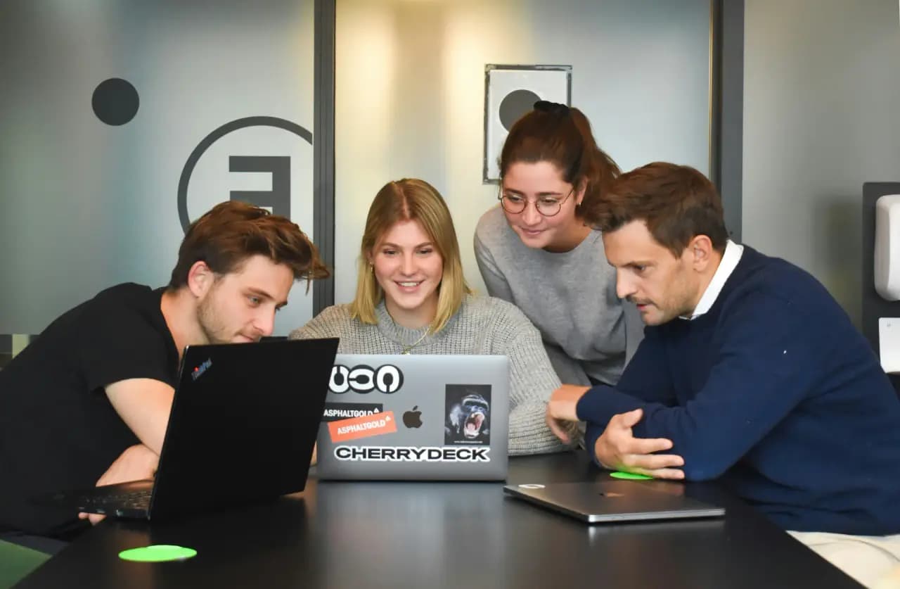 Team collaborating on web development planning